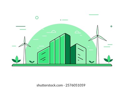 Eco City Vector concept Showcasing Sustainable Building and Renewable Energy Solutions