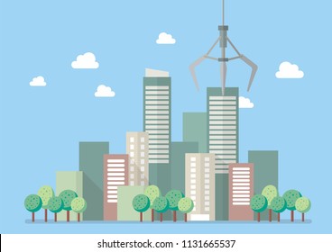 Eco city vector illustration. Flat style design