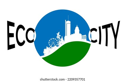 Eco city. Vector illustration of eco friendly city logo. Sketch for creativity.