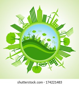 Eco cityscape around circle stock vector