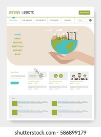 Eco Clean Modern Website Interface Template, Vector Illustration.