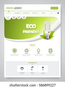 Eco Clean Modern Website Interface Template, Vector Illustration.