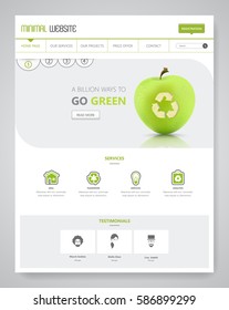 Eco Clean Modern Website Interface Template, Vector Illustration.