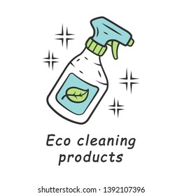 Eco cleaning products color icon. Handmade zero waste swap. Homemade aerosol. Chemicals free spray bottle. Organic, natural, eco friendly, safe home cleaning product. Isolated vector illustration