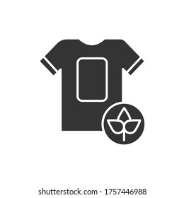 Eco cloth glyph black icon. Zero waste lifestyle. Eco friendly. Organic, natural material. Recycle textile. Button for web page, app, promo. UI UX GUI design element.