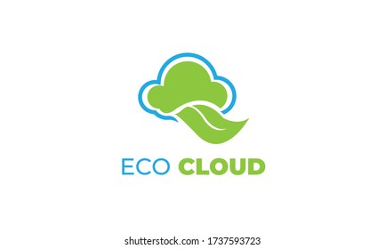 ECO CLOUD LOGO with modern concept, leaf, and cloud can also be used eco logos - cloud logos - plant icon, the bionic symbol with green and blue colors