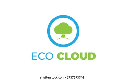 ECO CLOUD LOGO mit modernem Konzept, Blatt und Cloud kann auch verwendet werden Öko-Logos - Cloud-Logos - Pflanzensymbol, das bionische Symbol mit grünen und blauen Farben
