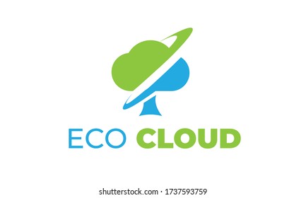 ECO CLOUD LOGO with modern concept, leaf, and cloud can also be used eco logos - cloud logos - plant icon, the bionic symbol with green and blue colors
