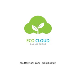 Eco cloud logo vector icon template