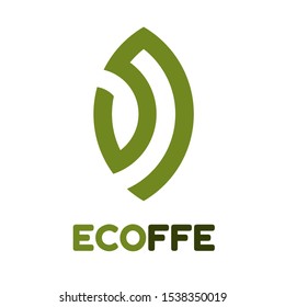 eco coffee bean green leaf nature monogram logo concept design illustration