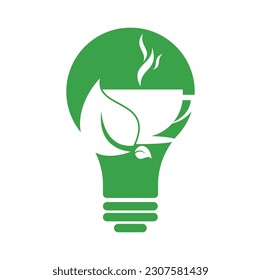 Eco Coffee bulb shape concept Logo Template Design. Green Coffee Logo Template Design Vector.