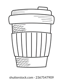 eco coffee cup draw object illustration isolated
