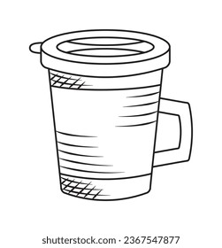 eco coffee cup draw portable illustration isolated