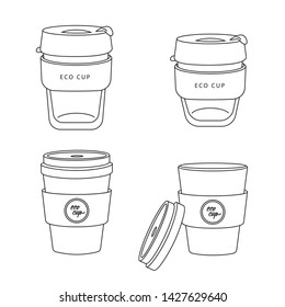 Eco coffee cup to go. Line art