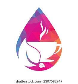 Eco Coffee drop shape concept Logo Template Design. Green Coffee Logo Template Design Vector.