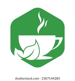 Eco Coffee Logo Template Design. Green Coffee Logo Template Design Vector.