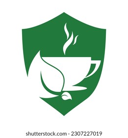 Eco Coffee Logo Template Design. Green Coffee Logo Template Design Vector.