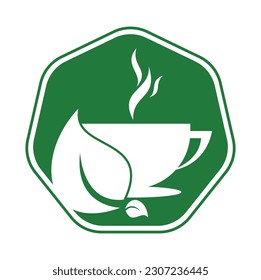 Eco Coffee Logo Template Design. Green Coffee Logo Template Design Vector.