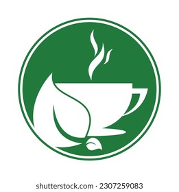 Eco Coffee Logo Template Design. Green Coffee Logo Template Design Vector.