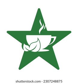 Eco Coffee star shape concept Logo Template Design. Green Coffee Logo Template Design Vector.