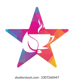 Eco Coffee star shape concept Logo Template Design. Green Coffee Logo Template Design Vector.
