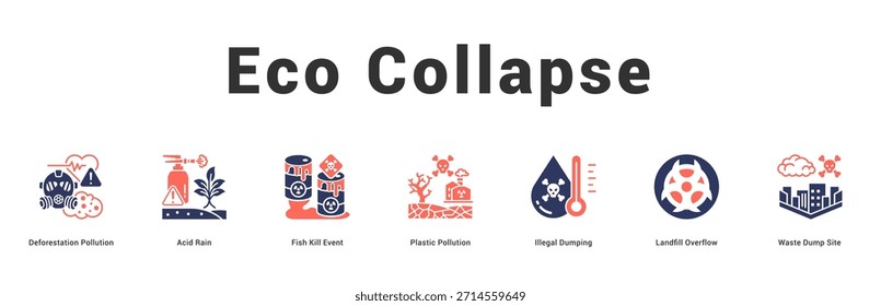 Eco Collapse Modern and clean web banner illustration featuring thematic icons for visual communication