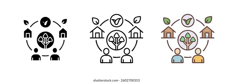 Eco Community Icon Set for Sustainable and Green Living