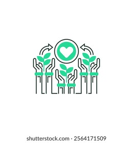 Eco Community Line Icon. linear style sign for mobile concept and web design. Outline vector icon.