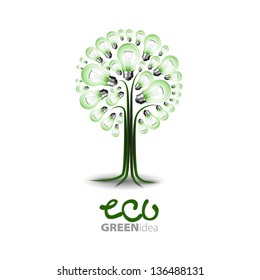 Eco concep -: A light bulb with tree inside - Vector illustration