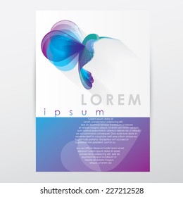 eco concept brochure design template with abstract colibri hummingbird symbol- for business presentations