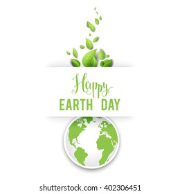 Eco concept card for design banner,ticket, leaflet and so on.Template page for Earth day. Holiday card. Green globe and leaves.