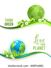 Eco concept and globe for design banner,ticket, leaflet and so on.Template page for Earth day. Holiday banners