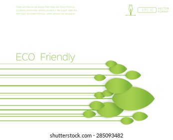 Eco concept - Green abstract long tree on white background - Vector design concept