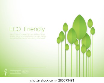 Eco concept - Green abstract long tree on white background - Vector design concept