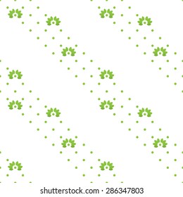 Eco concept - Green dot seamless pattern on white with abstract leaf - Vector design concept