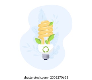 Eco concept: green tree growing out of a bulb.