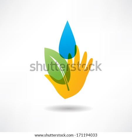 eco concept hand and water icon