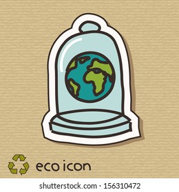 Eco concept illustration on cardboard. Protect the Earth