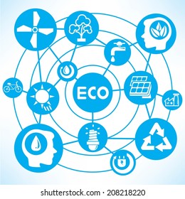 eco concept info graphic network with blue theme