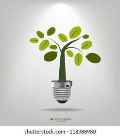 Eco concept: A light bulb with tree. Vector illustration.