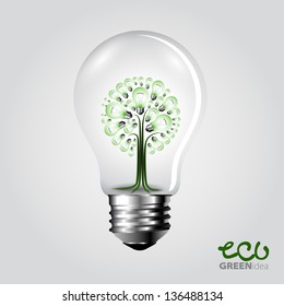 Eco concept - A light bulb with tree inside - Vector illustration