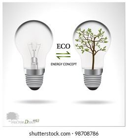 Eco concept: A light bulb with tree inside. Vector illustration.