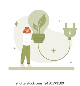 Concepto ecológico. Guardar energía. Bombilla con hoja verde dentro. Apaga la luz