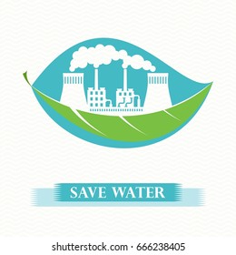 Eco concept water conservation, environmentally friendly environment and green energy. Flat vector cartoon illustration. Objects isolated on a white background.