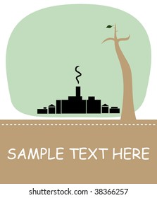 Eco conception with tree and smoke - vector
