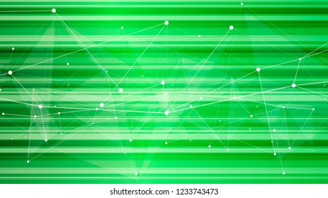 fondo conceptual ecológico - bokeh verde y estructura blanca en forma de ondas de puntos conectados por líneas y triángulos / ilustración para diseño ecológico e innovaciones modernas / vector - eps10