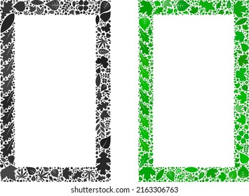 Eco contour rectangle icon composition of herbal leaves in green and natural color tones. Ecological environment vector template for contour rectangle icon.