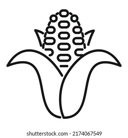 Vector de contorno de icono de maíz ecológico. Animales orgánicos. Gastronomía de jardín