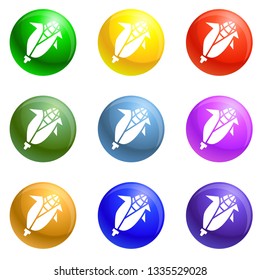 Eco corn icons vector 9 color set isolated on white background for any web design 