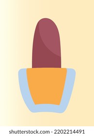 Concepto de cosmética ecológica. Envase pequeño con esmalte de uñas amarillo y cepillo de aplicación. Manicura y pedicura. Elemento de diseño para impresión y sitio web. Dibujo vectorial plano de dibujos animados sobre fondo beige